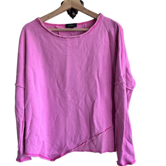 ALALA Revolve Cypher Distressed Sweatshirt Pink Pullover Small - Picture 1 of 10